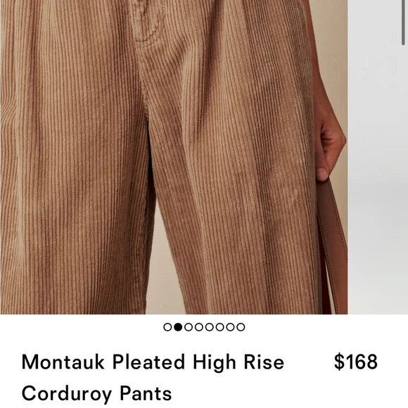 Reformation Sz 29 Montauk Pant Corduroy Pleaded in Mud High Waist - Picture 5 of 7